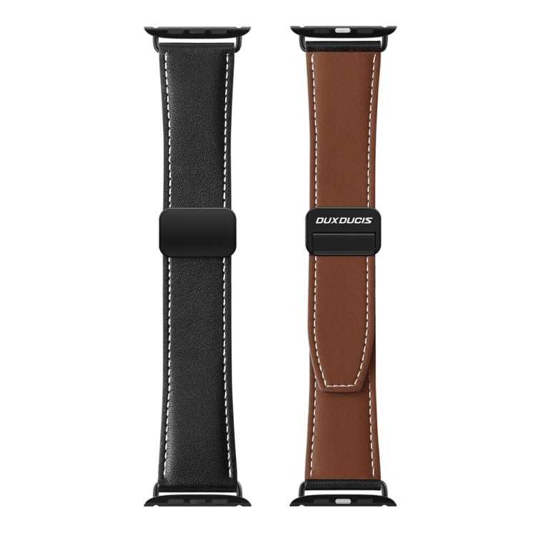 For Apple Watch Series 2 42mm DUX DUCIS YA Series Magnetic Buckle Genuine Leather Watch Band(Black) - Watch Bands by DUX DUCIS | Online Shopping UK | buy2fix