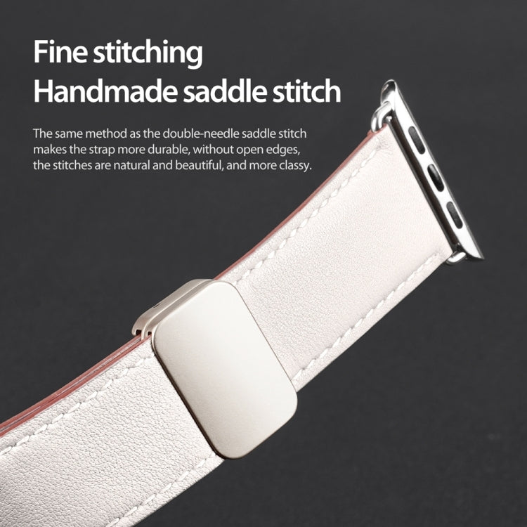 For Apple Watch 42mm DUX DUCIS YA Series Magnetic Buckle Genuine Leather Watch Band(White) - Watch Bands by DUX DUCIS | Online Shopping UK | buy2fix