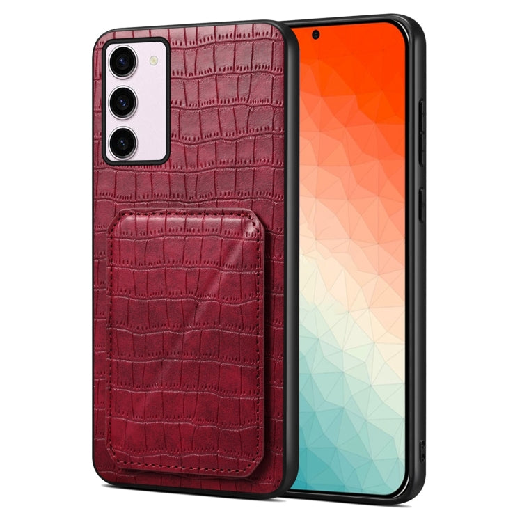 For Samsung Galaxy S24 5G Denior Imitation Crocodile Leather Back Phone Case with Holder(Rose Red) - Galaxy S24 5G Cases by Denior | Online Shopping UK | buy2fix