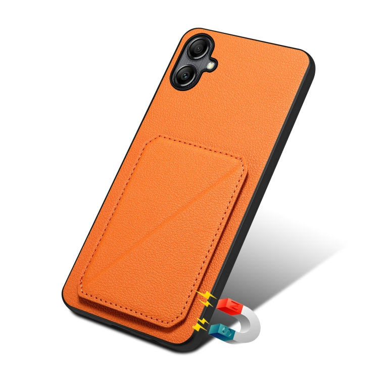 For Samsung Galaxy A13 5G Denior Imitation Calf Leather Back Phone Case with Holder(Orange) - Galaxy Phone Cases by Denior | Online Shopping UK | buy2fix