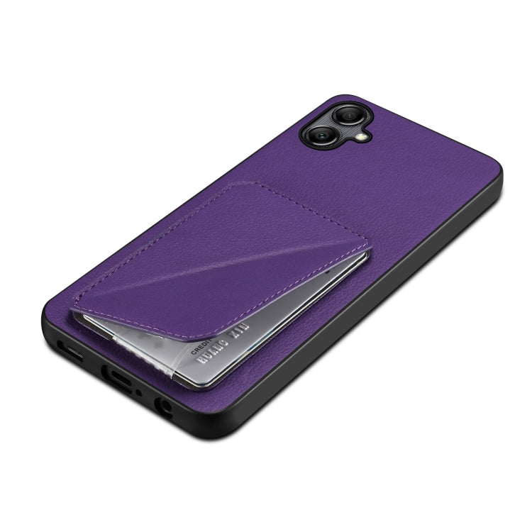 For Samsung Galaxy A54 5G Denior Imitation Calf Leather Back Phone Case with Holder(Purple) - Galaxy Phone Cases by Denior | Online Shopping UK | buy2fix