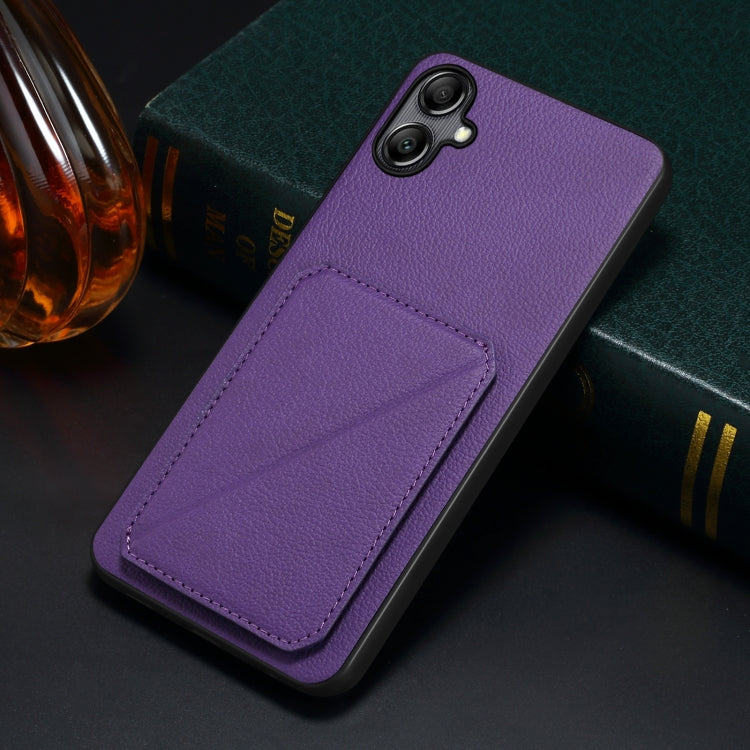 For Samsung Galaxy A54 5G Denior Imitation Calf Leather Back Phone Case with Holder(Purple) - Galaxy Phone Cases by Denior | Online Shopping UK | buy2fix