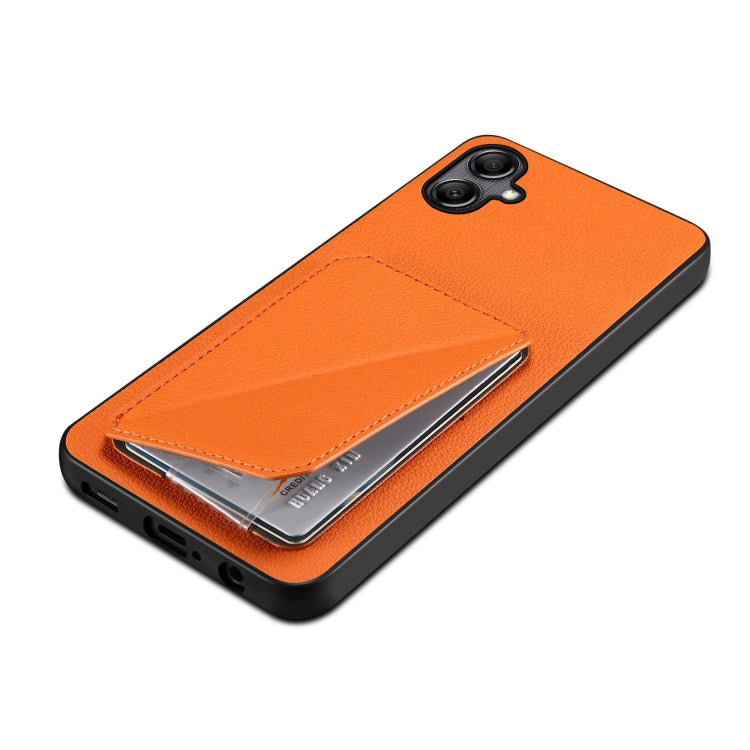 For Samsung Galaxy S23 Ultra 5G Denior Imitation Calf Leather Back Phone Case with Holder(Orange) - Galaxy S23 Ultra 5G Cases by Denior | Online Shopping UK | buy2fix