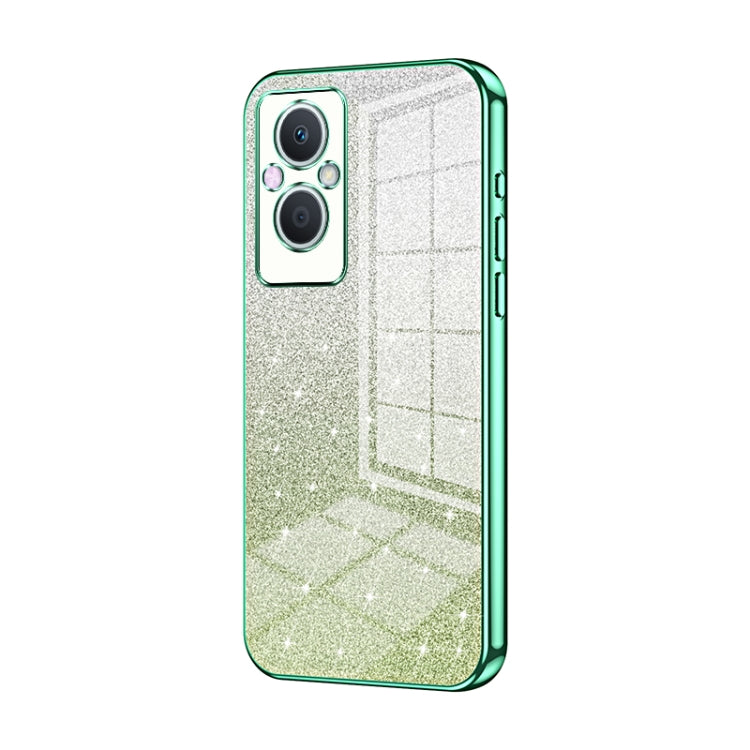 For OPPO Reno7 Z 5G / F21 Pro 5G Gradient Glitter Powder Electroplated Phone Case(Green) - OPPO Cases by buy2fix | Online Shopping UK | buy2fix