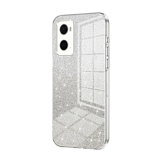 For OPPO A36 / A76 / A96 4G Global Gradient Glitter Powder Electroplated Phone Case(Transparent) - OPPO Cases by buy2fix | Online Shopping UK | buy2fix