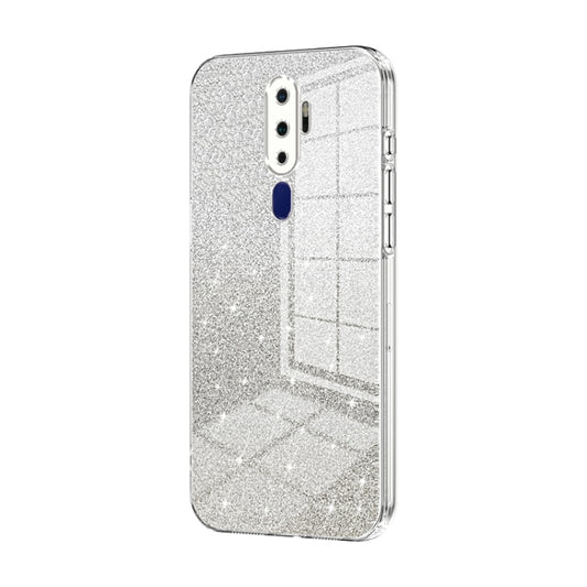 For OPPO A11x / A9 2020 Gradient Glitter Powder Electroplated Phone Case(Transparent) - OPPO Cases by buy2fix | Online Shopping UK | buy2fix