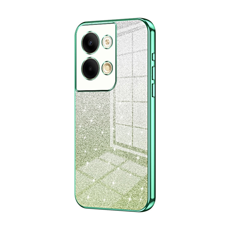 For OPPO Reno9 / Reno9 Pro Gradient Glitter Powder Electroplated Phone Case(Green) - OPPO Cases by buy2fix | Online Shopping UK | buy2fix