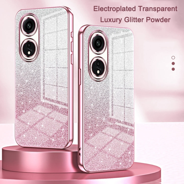 For OPPO Reno8 Pro Gradient Glitter Powder Electroplated Phone Case(Pink) - OPPO Cases by buy2fix | Online Shopping UK | buy2fix