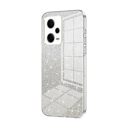 For Xiaomi Redmi Note 12 Pro 5G Gradient Glitter Powder Electroplated Phone Case(Transparent) - Xiaomi Cases by buy2fix | Online Shopping UK | buy2fix