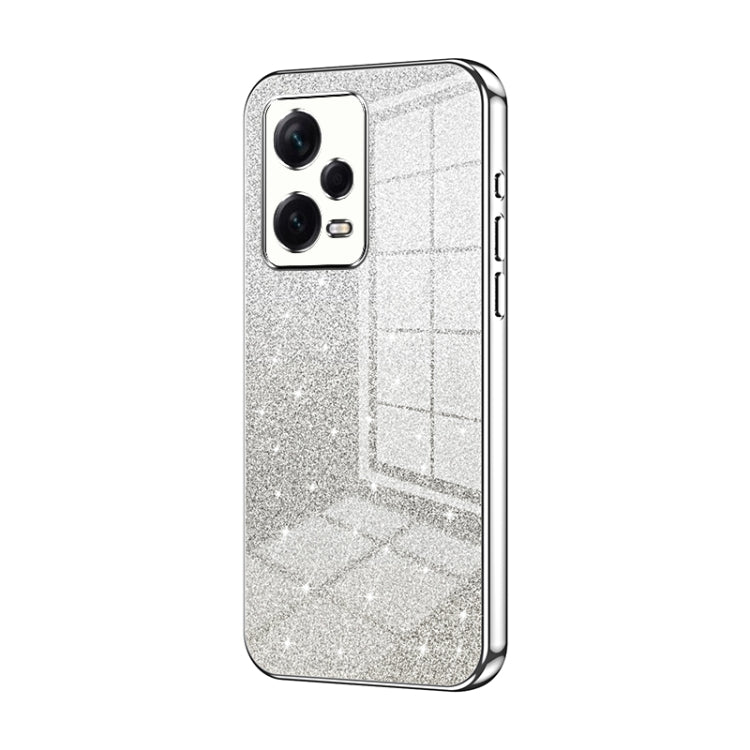 For Xiaomi Redmi Note 12 Pro+  Gradient Glitter Powder Electroplated Phone Case(Silver) - Xiaomi Cases by buy2fix | Online Shopping UK | buy2fix