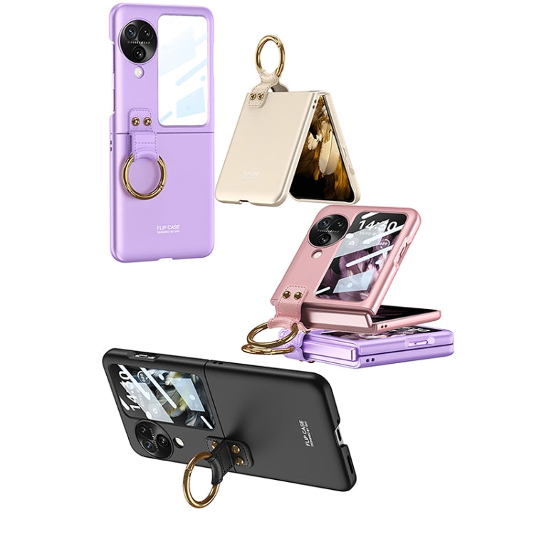 For OPPO Find N3 Flip GKK Integrated Ultra-thin Full Coverage Phone Case with Ring Holder(Pink) - Find N3 Flip Cases by GKK | Online Shopping UK | buy2fix