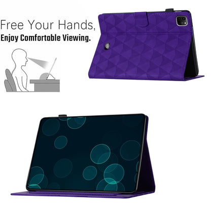 For iPad Pro 11 2024 Diamond Texture Embossed Leather Smart Tablet Case(Purple) - iPad Pro 11 2024 Cases by buy2fix | Online Shopping UK | buy2fix