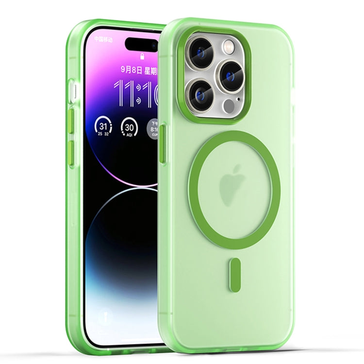 For iPhone 14 Pro MagSafe Frosted Translucent TPU + PC Full Coverage Phone Case(Green) - iPhone 14 Pro Cases by buy2fix | Online Shopping UK | buy2fix