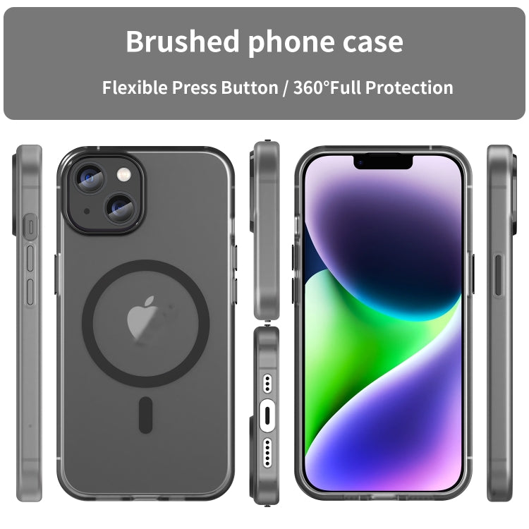 For iPhone 16 Plus MagSafe Frosted Translucent TPU + PC Full Coverage Phone Case(Black) - iPhone 16 Plus Cases by buy2fix | Online Shopping UK | buy2fix