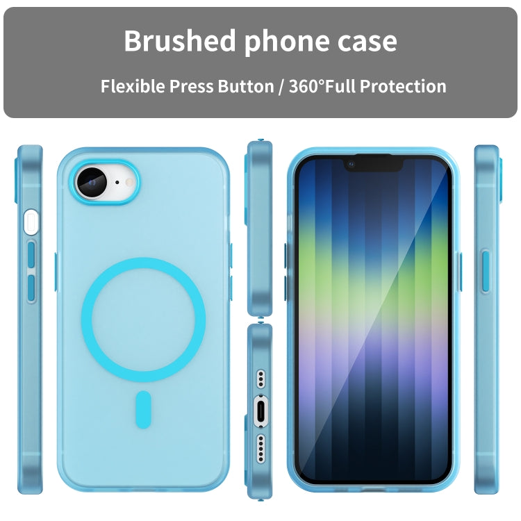 For iPhone 16e MagSafe Frosted Translucent TPU + PC Full Coverage Phone Case(Blue) - iPhone 16e Cases by buy2fix | Online Shopping UK | buy2fix