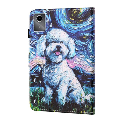 For Lenovo Tab M11/ Xiaoxin Pad 11 2024 Coloured Drawing Stitching Smart Leather Tablet Case(Oil Painting Dog) - Lenovo by buy2fix | Online Shopping UK | buy2fix