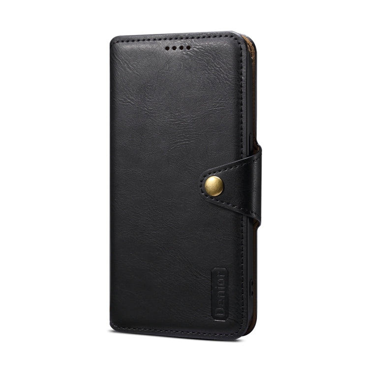 For iPhone 15 Pro Max Denior Cowhide Texture Wallet Style Leather Phone Case(Black) - iPhone 15 Pro Max Cases by Denior | Online Shopping UK | buy2fix