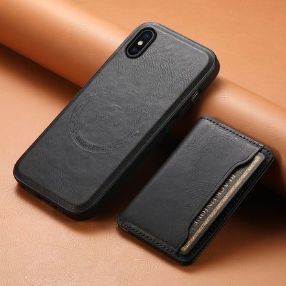 For iPhone X / XS Denior Cowhide Texture Leather MagSafe Detachable Wallet Phone Case(Black) - More iPhone Cases by Denior | Online Shopping UK | buy2fix