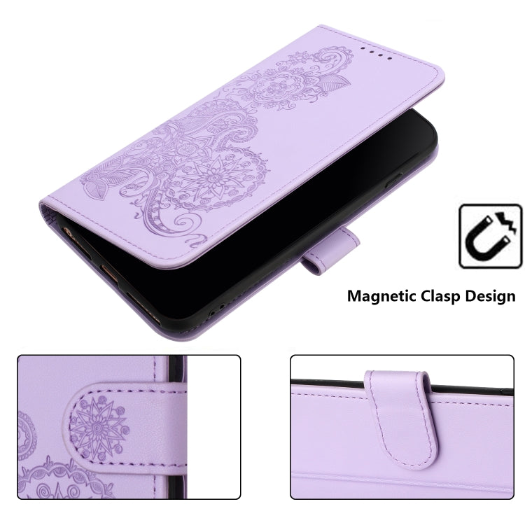 For OnePlus 12 Datura Flower Embossed Flip Leather Phone Case(Purple) - OnePlus Cases by buy2fix | Online Shopping UK | buy2fix