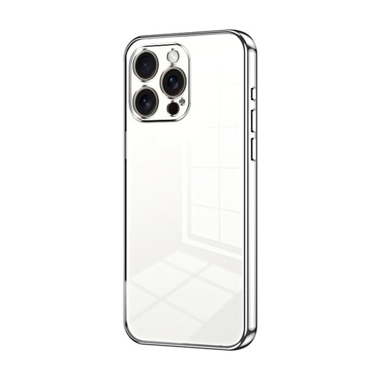 For iPhone 16 Pro Max Transparent Plating Fine Hole Phone Case(Silver) - iPhone 16 Pro Max Cases by buy2fix | Online Shopping UK | buy2fix