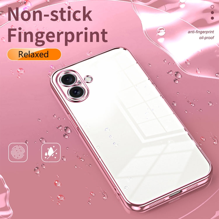 For iPhone 16 Plus Transparent Plating Fine Hole Phone Case(Pink) - iPhone 16 Plus Cases by buy2fix | Online Shopping UK | buy2fix