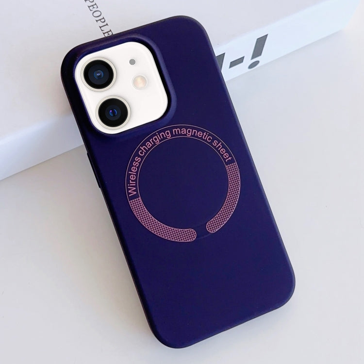 For iPhone 12 MagSafe Magnetic Liquid Silicone Phone Case(Dark Purple) - iPhone 12 / 12 Pro Cases by buy2fix | Online Shopping UK | buy2fix