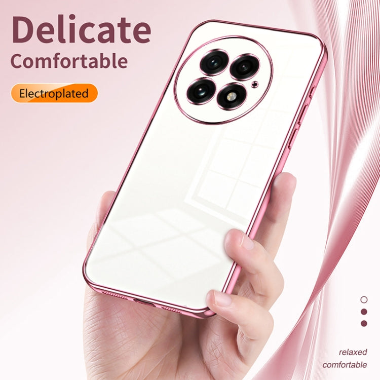 For OnePlus 13 Transparent Plating Fine Hole Phone Case(Pink) - OnePlus Cases by buy2fix | Online Shopping UK | buy2fix