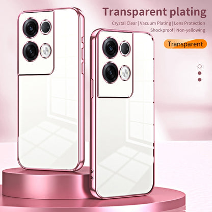 For OPPO Reno8 Pro+ Transparent Plating Fine Hole Phone Case(Pink) - OPPO Cases by buy2fix | Online Shopping UK | buy2fix