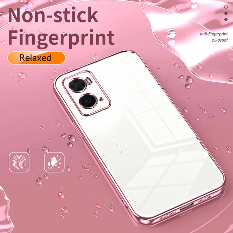 For OPPO A36 / A76 / A96 4G Global Transparent Plating Fine Hole Phone Case(Pink) - OPPO Cases by buy2fix | Online Shopping UK | buy2fix