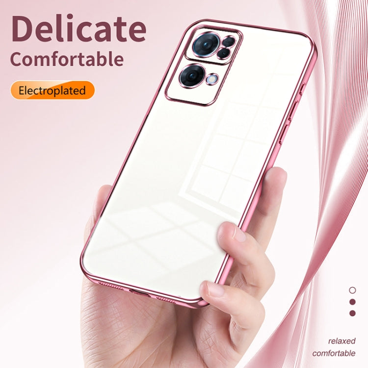 For OPPO Reno7 Pro Transparent Plating Fine Hole Phone Case(Green) - OPPO Cases by buy2fix | Online Shopping UK | buy2fix