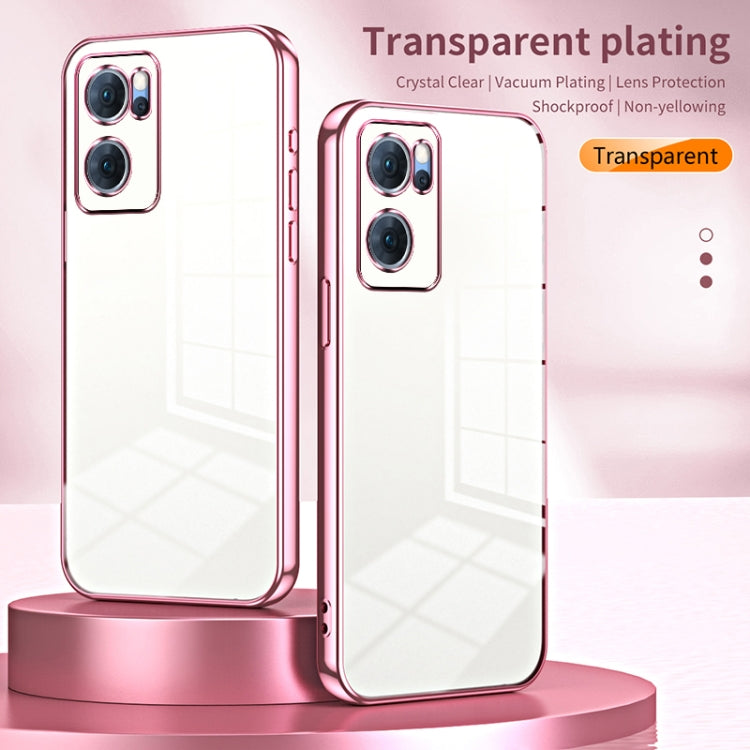 For OPPO Reno7 5G Transparent Plating Fine Hole Phone Case(Silver) - OPPO Cases by buy2fix | Online Shopping UK | buy2fix