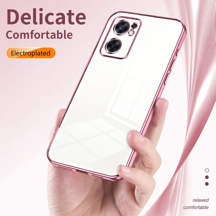 For OPPO Reno7 SE Transparent Plating Fine Hole Phone Case(Purple) - OPPO Cases by buy2fix | Online Shopping UK | buy2fix