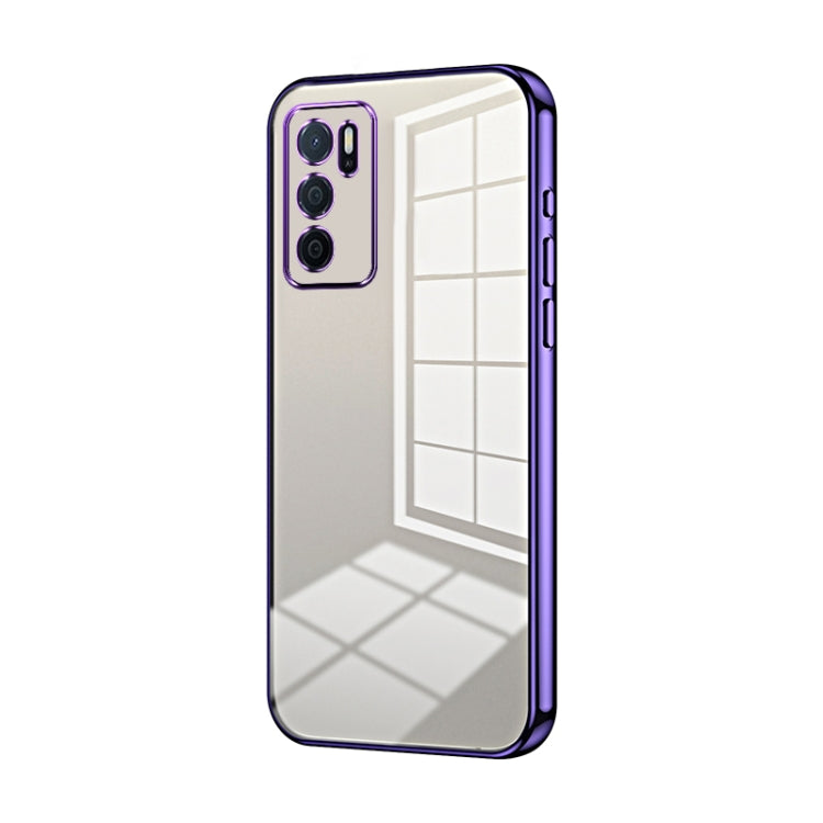 For OPPO A16 / A16s / A54s Transparent Plating Fine Hole Phone Case(Purple) - OPPO Cases by buy2fix | Online Shopping UK | buy2fix