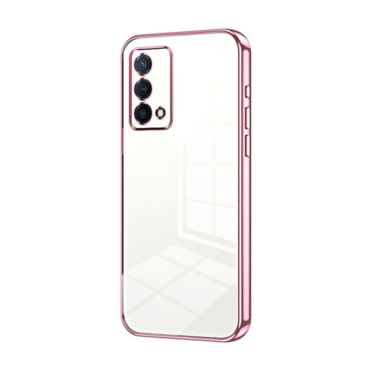 For OPPO K9 Transparent Plating Fine Hole Phone Case(Pink) - OPPO Cases by buy2fix | Online Shopping UK | buy2fix