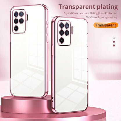 For OPPO A94 4G Transparent Plating Fine Hole Phone Case(Silver) - OPPO Cases by buy2fix | Online Shopping UK | buy2fix