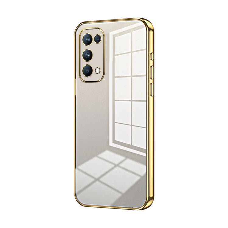 For OPPO Reno5 Pro Transparent Plating Fine Hole Phone Case(Gold) - OPPO Cases by buy2fix | Online Shopping UK | buy2fix