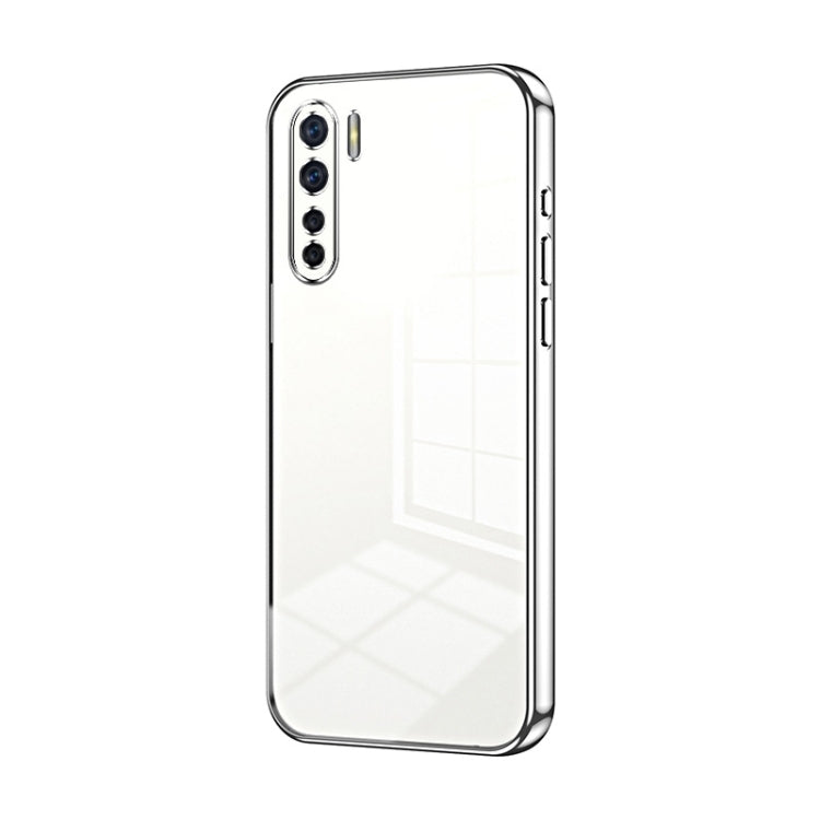 For OPPO Reno3 4G / F15 / A91 Transparent Plating Fine Hole Phone Case(Silver) - OPPO Cases by buy2fix | Online Shopping UK | buy2fix