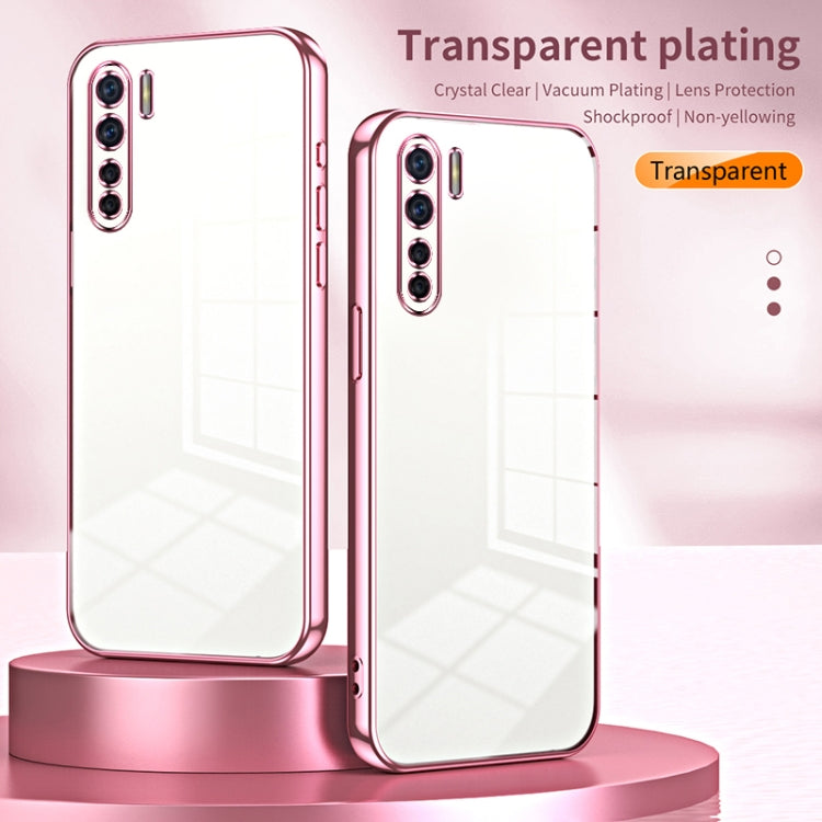 For OPPO Reno3 4G / F15 / A91 Transparent Plating Fine Hole Phone Case(Silver) - OPPO Cases by buy2fix | Online Shopping UK | buy2fix