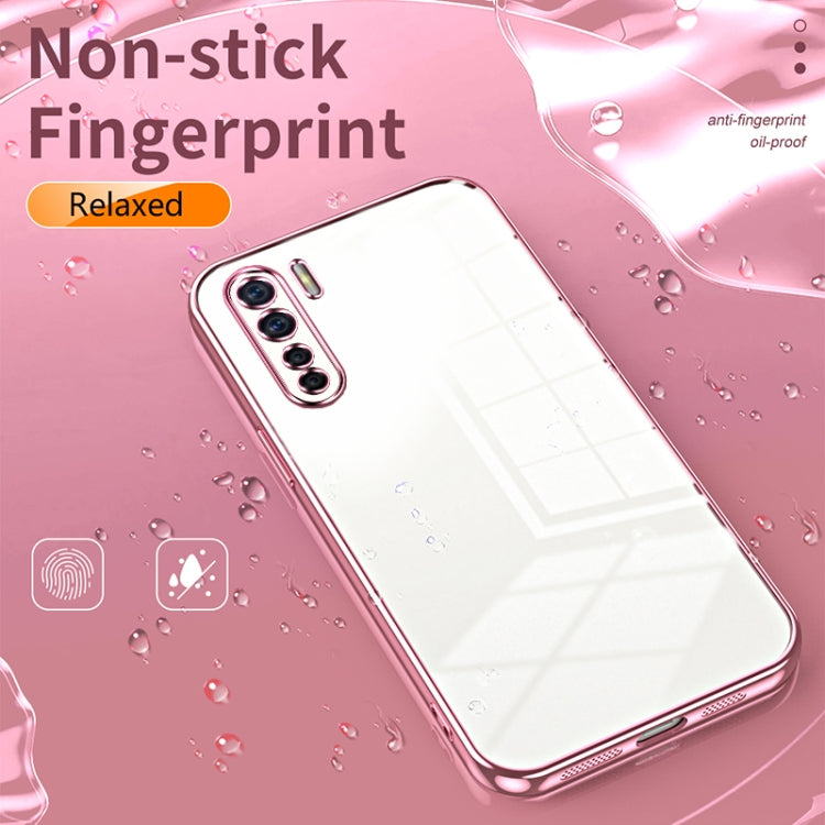 For OPPO Reno3 4G / F15 / A91 Transparent Plating Fine Hole Phone Case(Silver) - OPPO Cases by buy2fix | Online Shopping UK | buy2fix