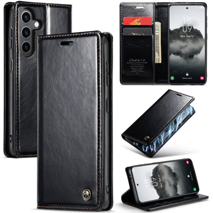 For Samsung Galaxy S24 5G CaseMe 003 Crazy Horse Texture Flip Leather Phone Case(Black) - Galaxy S24 5G Cases by CaseMe | Online Shopping UK | buy2fix