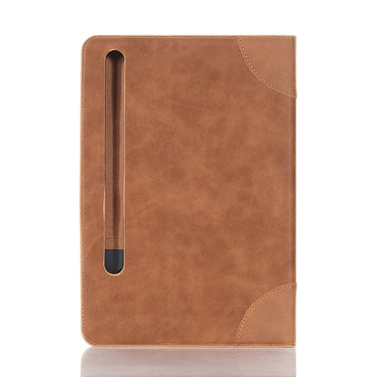 For Samsung Galaxy Tab S9 Retro Book Leather Tablet Case(Light Brown) - Galaxy Tab S9 Cases by buy2fix | Online Shopping UK | buy2fix