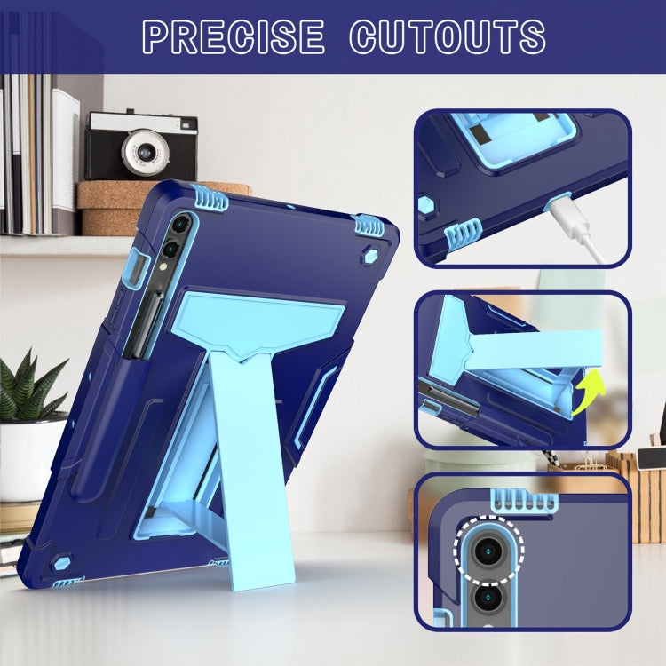 For Samsung Galaxy Tab S9 FE+ / S9+ T Holder Robot Silicone Hybrid PC Tablet Case(Navy Blue Blue) - Galaxy Tab S9+ Cases by buy2fix | Online Shopping UK | buy2fix