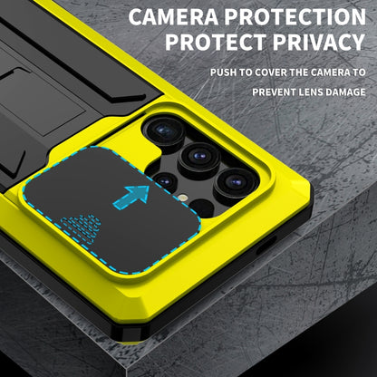 For Samsung Galaxy S24 Ultra 5G R-JUST Sliding Camera Life Waterproof Holder Phone Case(Yellow) - Galaxy S24 Ultra 5G Cases by R-JUST | Online Shopping UK | buy2fix