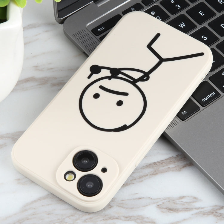 For iPhone 6s / 6 Stickman Pattern Liquid Silicone Phone Case(White) - More iPhone Cases by buy2fix | Online Shopping UK | buy2fix