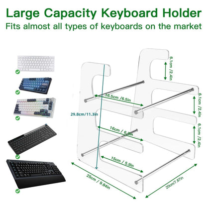 Acrylic Keyboard Storage Bracket Three Layer Keyboard Display Stand(White) - Shelf & Hooks by buy2fix | Online Shopping UK | buy2fix