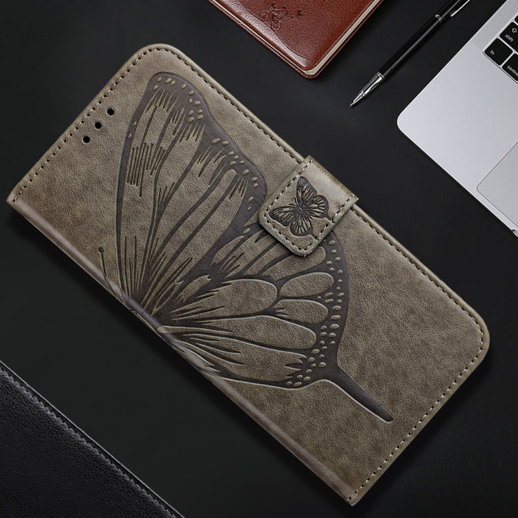 For Samsung Galaxy M55 Embossed Butterfly Leather Phone Case(Grey) - Galaxy Phone Cases by buy2fix | Online Shopping UK | buy2fix