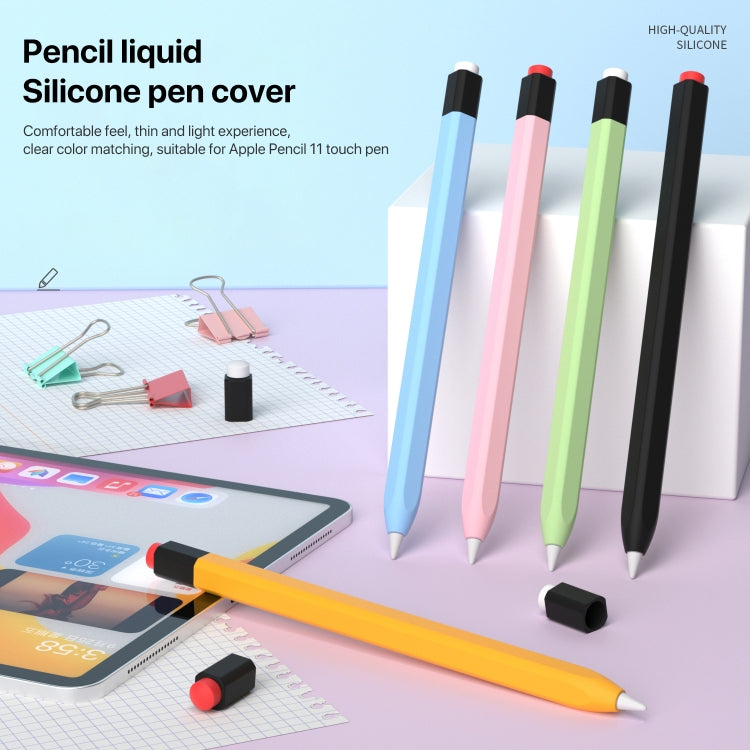 For Apple Pencil 1 Retro Pencil Style Liquid Silicone Stylus Case(Black) - Pencil Accessories by buy2fix | Online Shopping UK | buy2fix