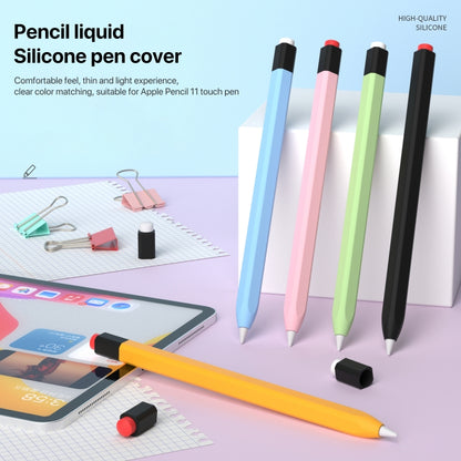 For Apple Pencil 1 Retro Pencil Style Liquid Silicone Stylus Case(Blue) - Pencil Accessories by buy2fix | Online Shopping UK | buy2fix