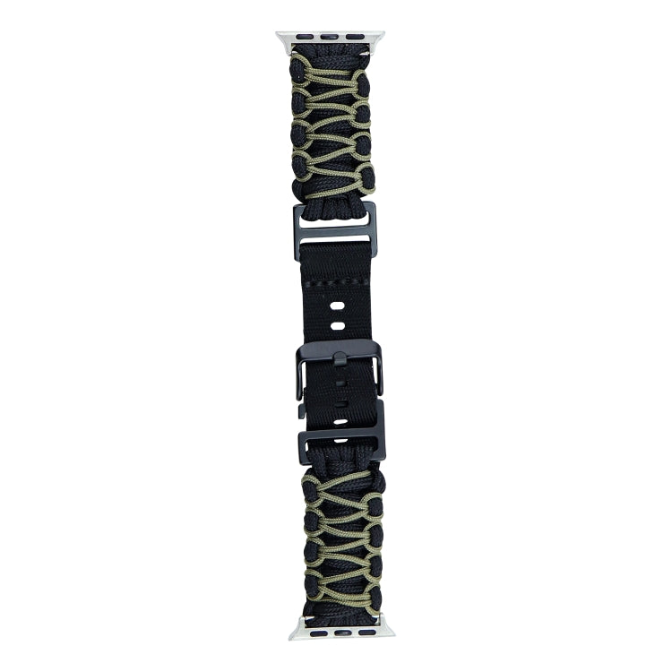 For Apple Watch Ultra 2 49mm Dual-layer Braided Paracord Buckle Watch Band(Black Army Green) - Watch Bands by buy2fix | Online Shopping UK | buy2fix