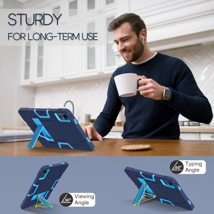 For Xiaomi Redmi Pad SE 11 2023 Contrast Color Silicone Hybrid PC Tablet Case with Holder(Navy Blue Blue) - More Tablet Cases by buy2fix | Online Shopping UK | buy2fix